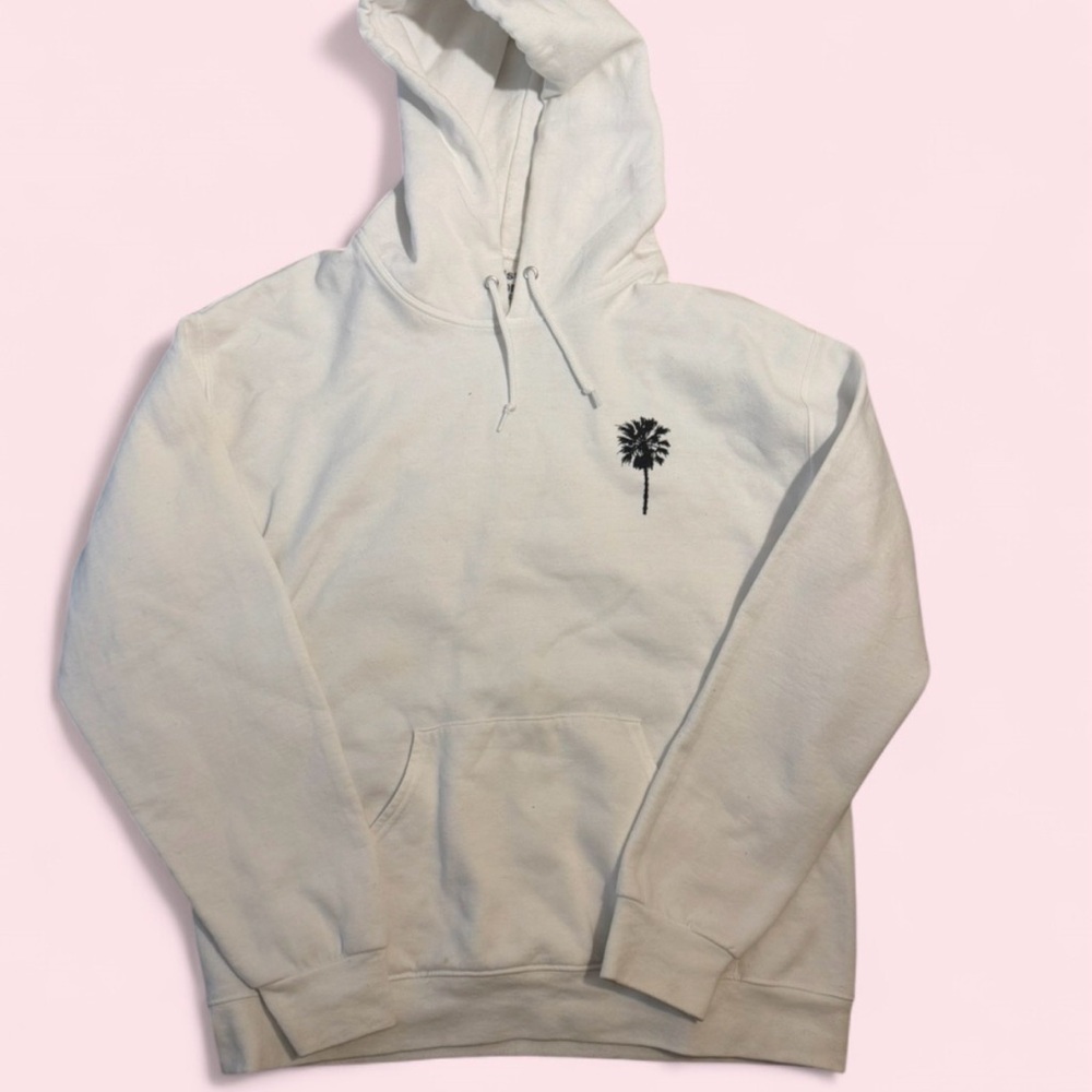 Classic White Hoodie with Palm Tree Embroidery